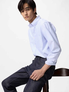 Рубашка хлопковая мужская Uniqlo 891963430 3XL Белый/Голубой (1160780160)