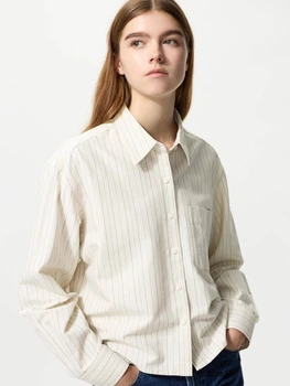 Рубашка хлопковая женская Uniqlo 233245740 2XL Бежевая (1160644867)