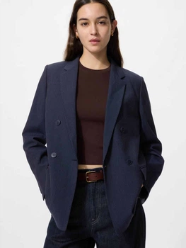 Пиджак классический удлиненный женский Uniqlo 658778753 L Синий (1160764752)