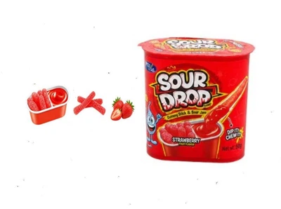 Кислий джем та мармеладні палочки Wonder. Залі Sour Drop малина. 50g