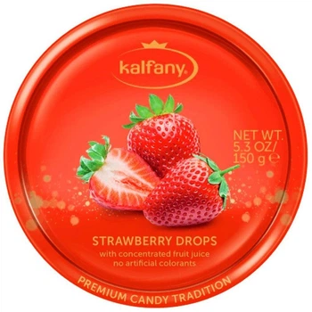 Льодяники Kalfany Strawberry Candies зі смаком полуниці 150 г (4002590703541)
