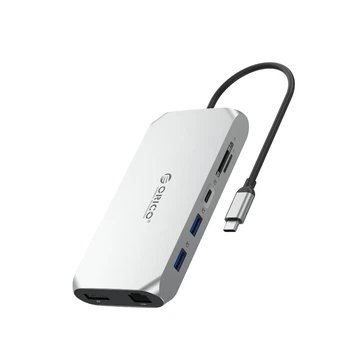 Докстанция USB-C Orico XCR 12в1 2xUSB-A 3.1+1xUSB-A 2.0+1xUSB-C PD 100W+1xUSB-C 3.1+2xHDMI 2.0 4K 60Hz+1xDisplayPort 1.4 4K 60Hz+1xSD (6941788803961)
