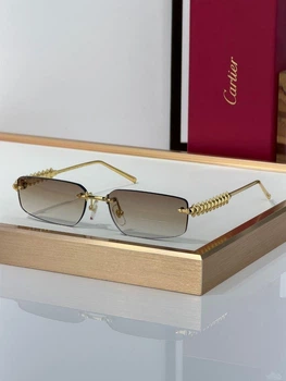 Женские очки Cartier CT0544S 2026 – безрамочные фотохромные солнцезащитные очки коричневый градиент