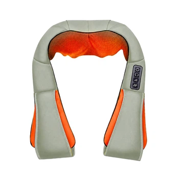 Роликовый массажер Lesko Beige + Orange для шеи и плеч Massager of Neck Kneading