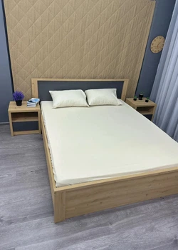 Простынь на резинке из сатина Koloco 21678 90х200х25 см молочная