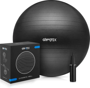 М’яч для фітнесу Gymtek 65 см + насос Чорний (5907766662532)