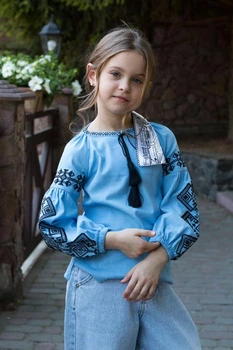 Вышиванка для девочки Mevis 5660 04 152 см голубой