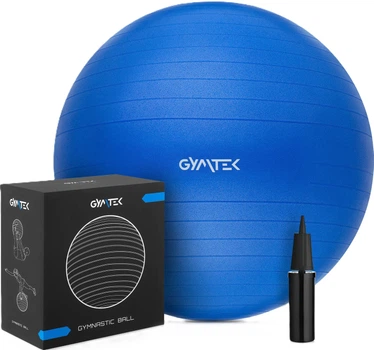 М’яч для фітнесу Gymtek 65 см + насос Синій (5907766660910)