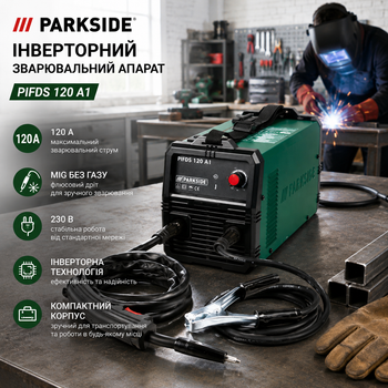 Инверторный сварочный аппарат для профессиональной сварки полуавтомат Parkside PIFDS 120 A1
