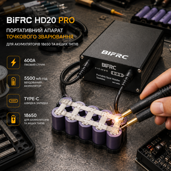 Аппарат точечной сварки Bifrc HD20 Pro 600А 5500 мАч с ручкой, портативный споттер для аккумуляторов 18650, Type-C, Power Bank