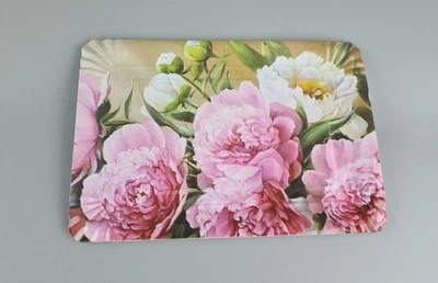Бумажные тарелки с рисунком Пионы 15 x 22 см, прямоугольные одноразовые, 10 штук для праздника