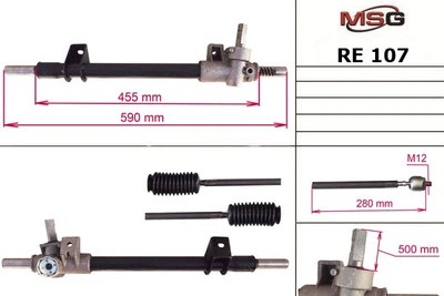 Рулевая рейка без ГУР RENAULT 11 86-89, RENAULT 9 84-89 MSG RE107 (7701465388, 7701632204, 7701463155)