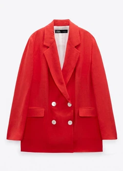 Блейзер жіночий червоний оверсайз двобортний ZARA XS