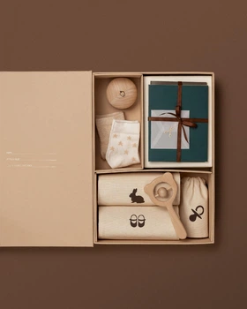 Меморі бокс подарунок на хрестини для новонародженого. Коробка спогадів. MEMORY BOX на 25 предметів Bunny бежевий