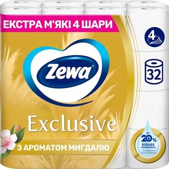 Туалетная бумага Zewa Exclusive Ultra Soft Almond 4 слоя 19 метров 32 рулона (7322542699058)
