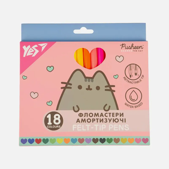 Фломастери, 18 кольорів, на водній основі Pusheen 650583 Yes