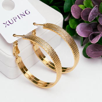 Сережки-кільця Xuping Jewelry довжина 3см, ширина 4мм медичне золото позолота 18К с1706