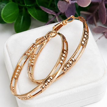 Сережки-кільця Xuping Jewelry довжина 4см ширина 4мм медичне золото позолота 18К с1704