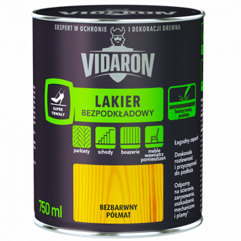 Vidaron - Лак для паркета без грунтовки, 2.5 л., Бесцветный глянец высокий