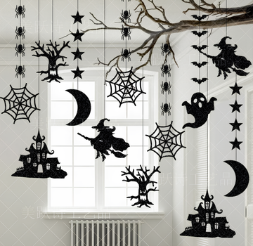 Набір Підвісок На Хелловін Чорний З Глітером Halloween