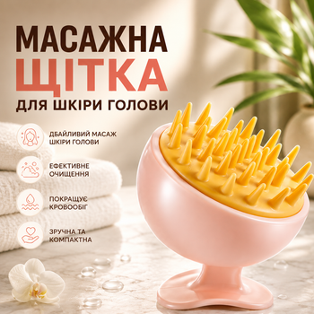 Массажная силиконовая щетка для мытья головы и массажа кожи головы для волос