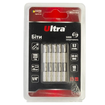 Биты TORX-proof 15x25мм ¼" S2 10шт для работы в узких местах