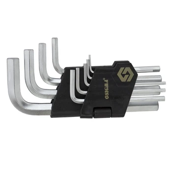 Ключі шестигранні 9шт 1.5-10мм CrV короткі з пластиковим тримачем Satin Chrome