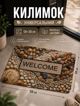 Придверний килимок38×58 см Welcome брудозахисний килимок для вхідних дверей