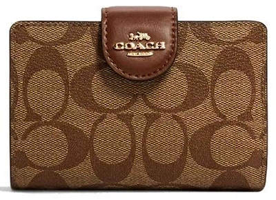 Гаманці Coach Women's Medium Corner Zip Wallet (Khaki - Saddle2)