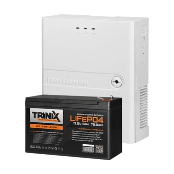 Комплект резервного живлення Trinix: джерело безперебійного живлення PSU-1203LED(P) LiFePO4 і акумуляторна батарея LFP 12V6Ah LiFePO4 (41-00056-44-00006)
