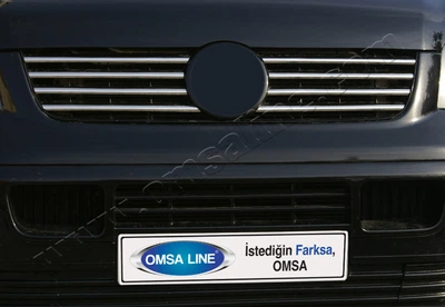 Накладки хромовані на решітку радіатора (8шт, вузькі) Volkswagen T5 2003-2010, OmsaLine 7522086
