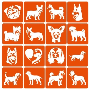 Набор трафаретов для био-тату "Собаки" Fresh Tattoo dogs-6x6-16