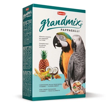 Корм Рadovan (Падован) Grandmix Pappagalli для крупных попугаев с фруктами и бисквитной крошкой 600 г (арт PP00186)