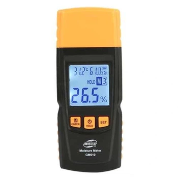 Влагомер древесины BENETECH GM610 черный с желтым 2-70% 28 пород 4 типа со встроенным термогигрометром (112-163-GM610)