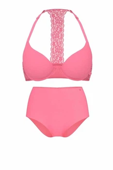 Комплект белья: бюстгальтер push-up и трусики-шортики Victoria's Secret 80C/L Розовый (151355)