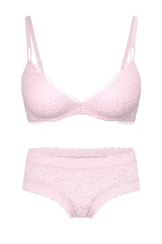 Комплект белья: бюстгальтер push-up и трусики-шортики Victoria's Secret 70B/XS Розовый (151507)
