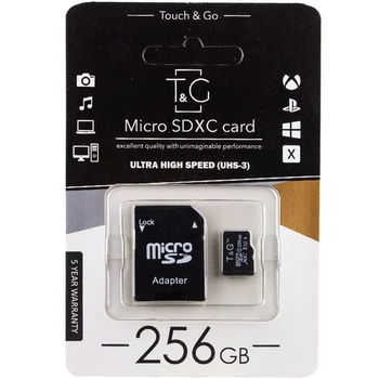 Карта пам'яті microSDXC T&G 256GB Class 10 з адаптером 10 Мб/с