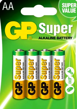 Батарейки GP SUPER ALKALINE AA 1.5V щелочные для бытовых приборов 4 шт высокая емкость 2700 мАч