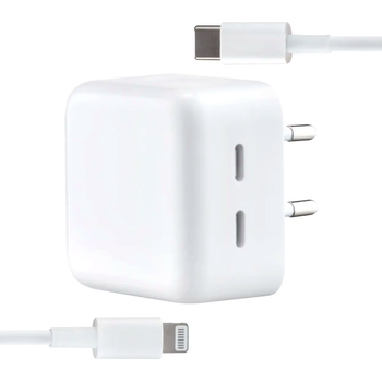 Сетевое зарядное устройство Apple 35W Dual USB-C адаптер для быстрой зарядки iPhone iPad MacBook с кабелем Type-C на Lightning
