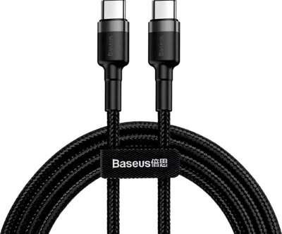 Кабель Baseus Cafule Type-C 60W для быстрой зарядки и передачи данных длиной 2 метра серый черный