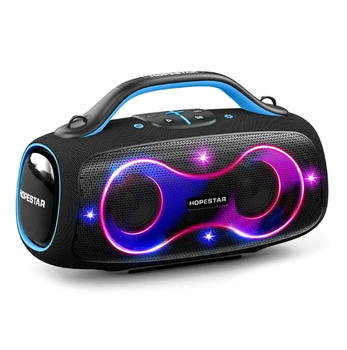 Портативная Bluetooth колонка Hopestar Party 168 черная для вечеринок и активного отдыха с мощным звуком 400 Вт RGB подсветкой