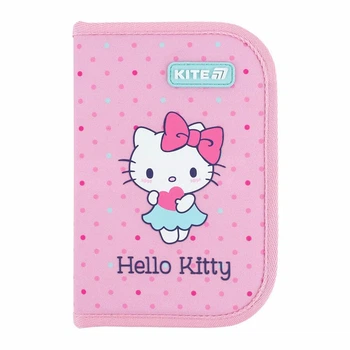Пенал Kite Hello Kitty "Кошенятко Кітті" 20.5х14х4 см 1 відділення з 2 відворотами каркасний на блискавці рожевий (HK26-622)