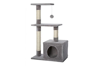 Ігровий комплекс для котів UKC MT03, кігтеточка та будиночок, dark grey, 50/30/84