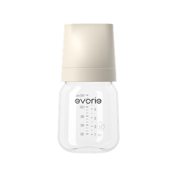 Дитяча пляшечка Evorie Exquisite Series з широким горлом, скляна пляшечка для новонароджених, 160 мл, молочна, абрикосово-біла (0-3 місяці)