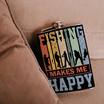 Фляга для алкоголю "Fishing make me happy " - 500 мл