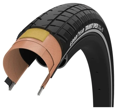 Покришка 700x30 (30-622) GoodYear Transit Speed S1: Protection, Wire, Black + reflective strips, 60tpi (TIR-36-88)