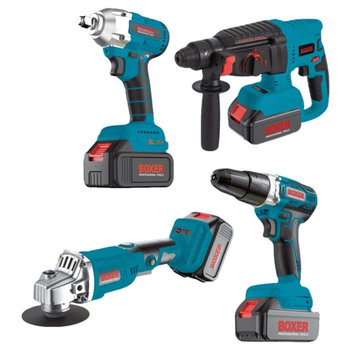 Набор аккумуляторного инструмента BOXER BX-187G 4в1 48V 5.0Ah – гайковерт, перфоратор, УШМ и дрель-шуруповерт