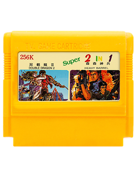 Сборник Игр RMC Famicom Dendy 2 in 1 Heavy Barrel, Double Dragon II 90х TV Game Remarks Английская Версия Только Картридж Б/У