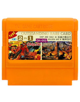 Сборник Игр RMC Famicom Dendy 2 in 1 Chip & Dale 3 (Heavy Barrel), Golden Axe IV (Astyanax) GH-003 90х TV Game Английская Версия Только Картридж Б/У