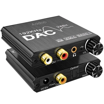 Цифро-аналоговий перетворювач звукового сигналу з оптичного Toslink (SPDIF) та коаксіального на RCA та mini Jack 3.5 мм Addap